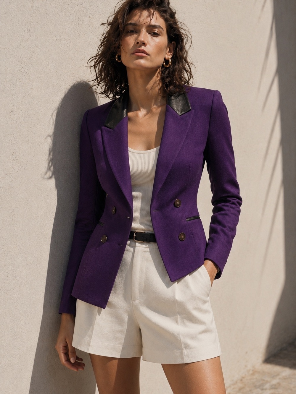 Vintage Braemar x Jeremy scott purple blazer with leather accents